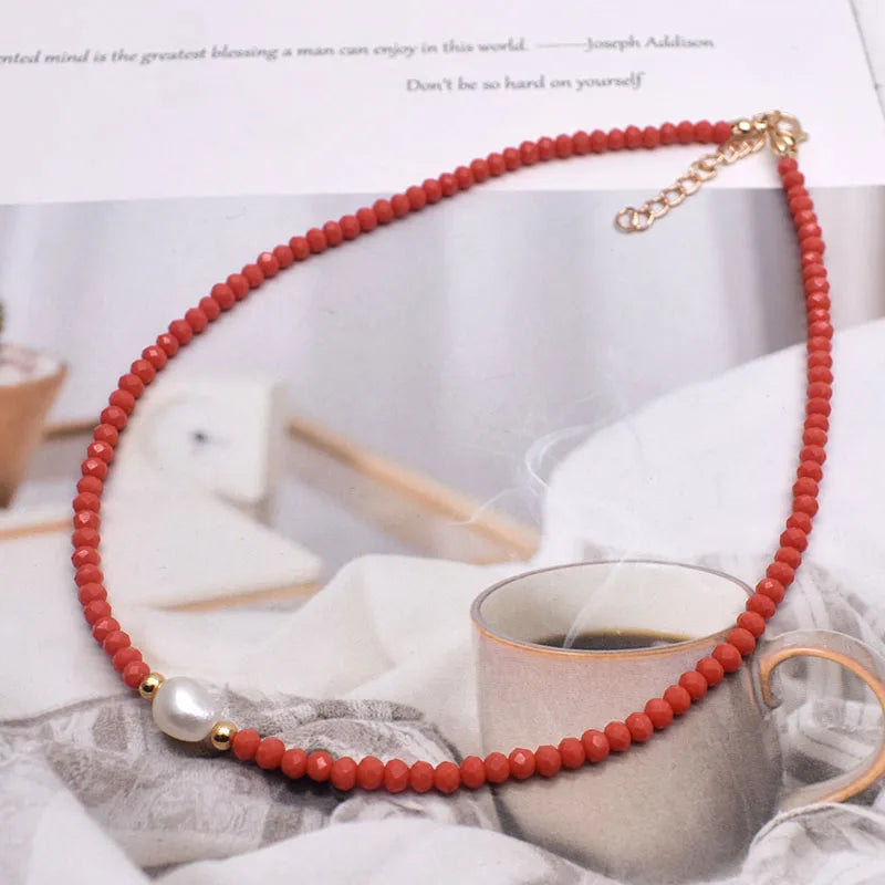 Simple Necklace Natural pearl Statement