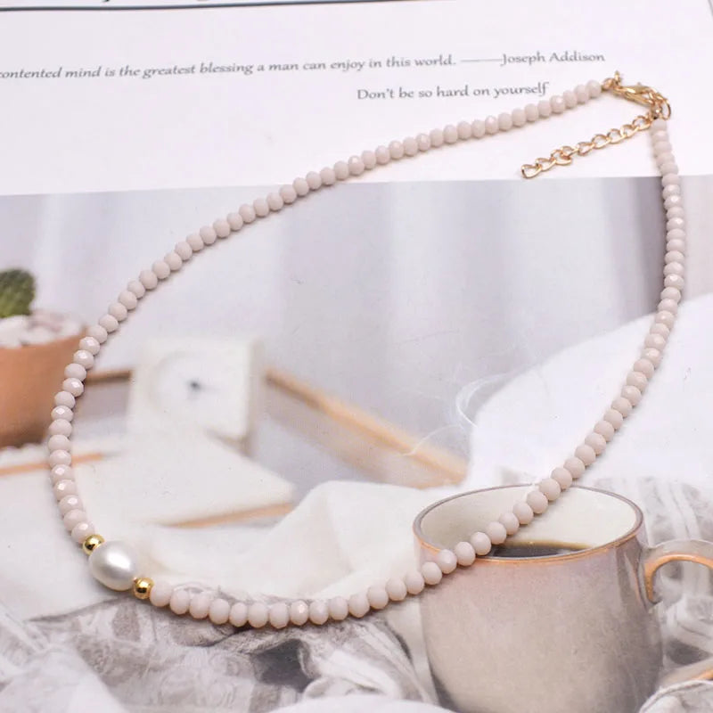 Simple Necklace Natural pearl Statement