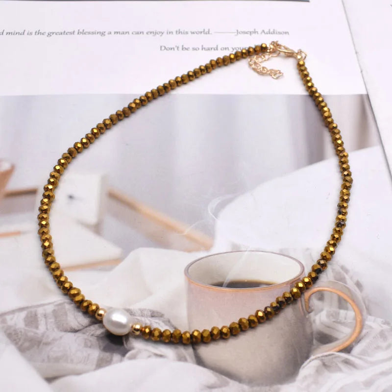 Simple Necklace Natural pearl Statement