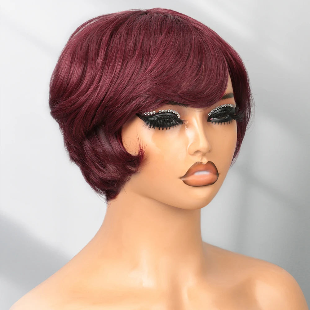 Short Human Hair Wig Pixie Cut Wig