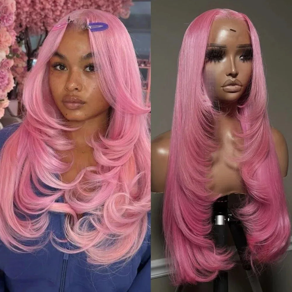 99J Burgundy Red Layered Lace Front Wig