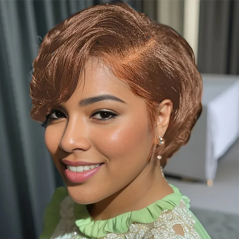 Side Part Pixie Cut Human Hair Wigs