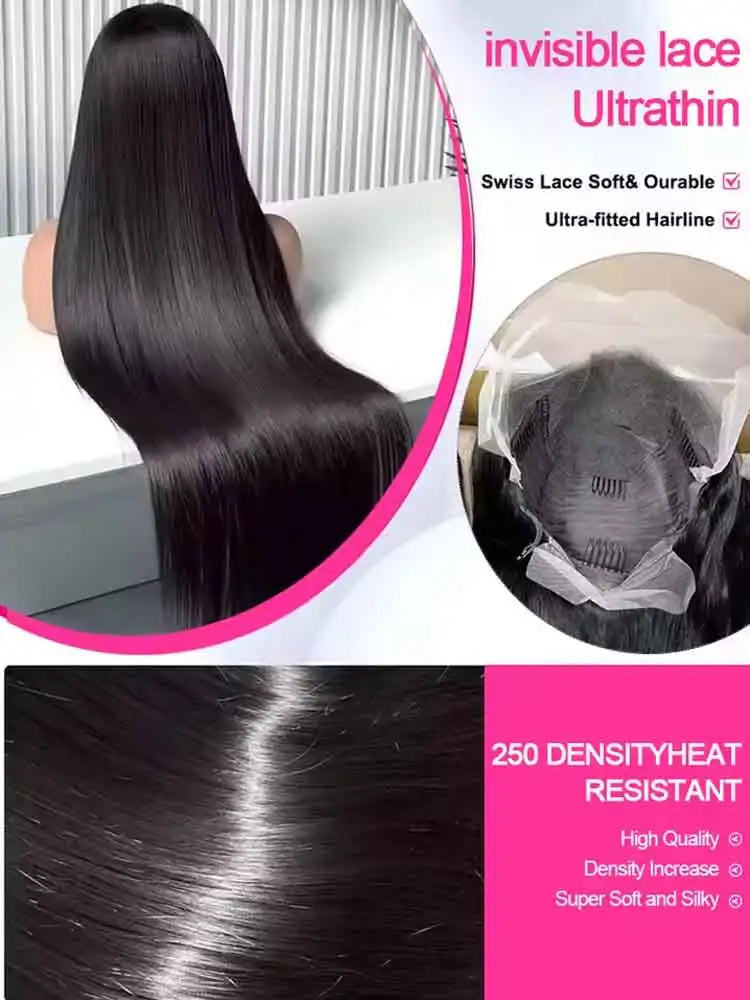 40 42 Inch Bone Straight Human Hair Wigs