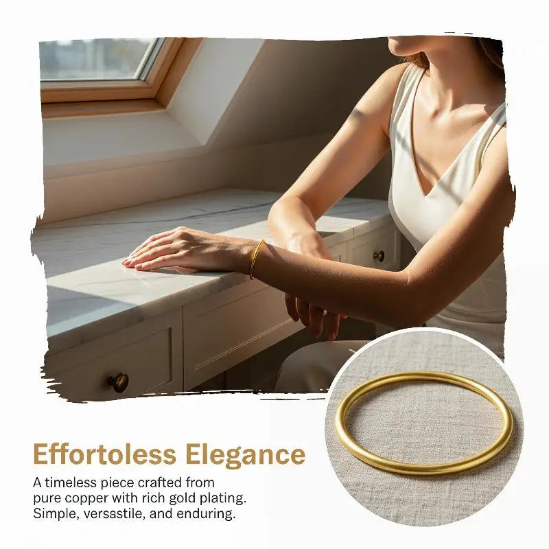 Women Bracelet in Elegant Gold Round Minimalist Design Perfect for Classic Fashion