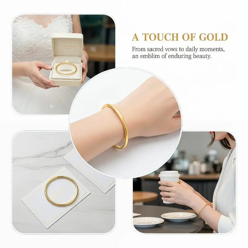 Women Bracelet in Elegant Gold Round Minimalist Design Perfect for Classic Fashion