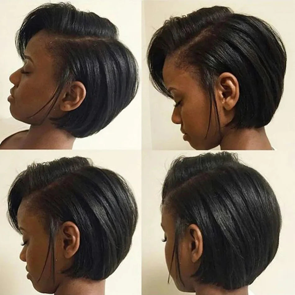 Side Part Pixie Cut Human Hair Wigs