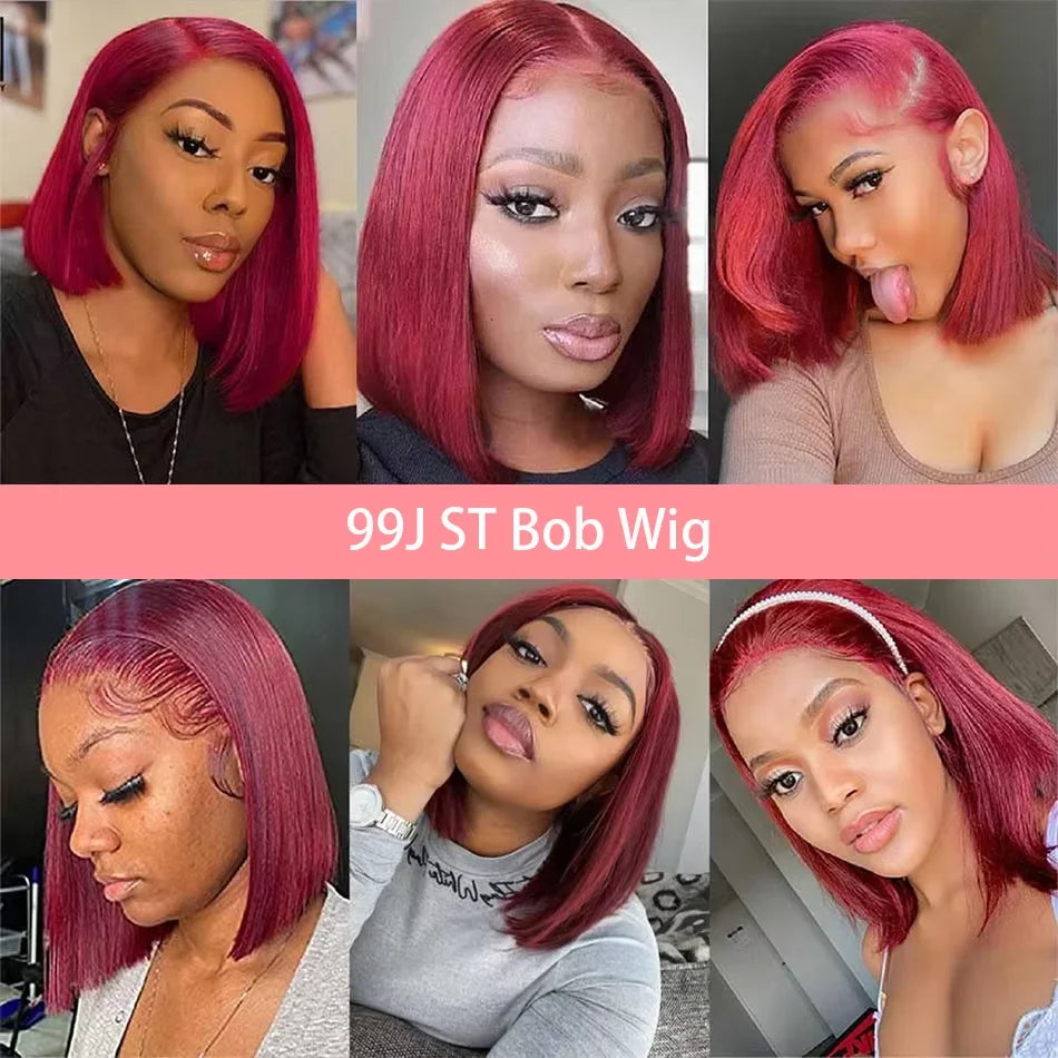 99J Burgundy Short Bob Wigs
