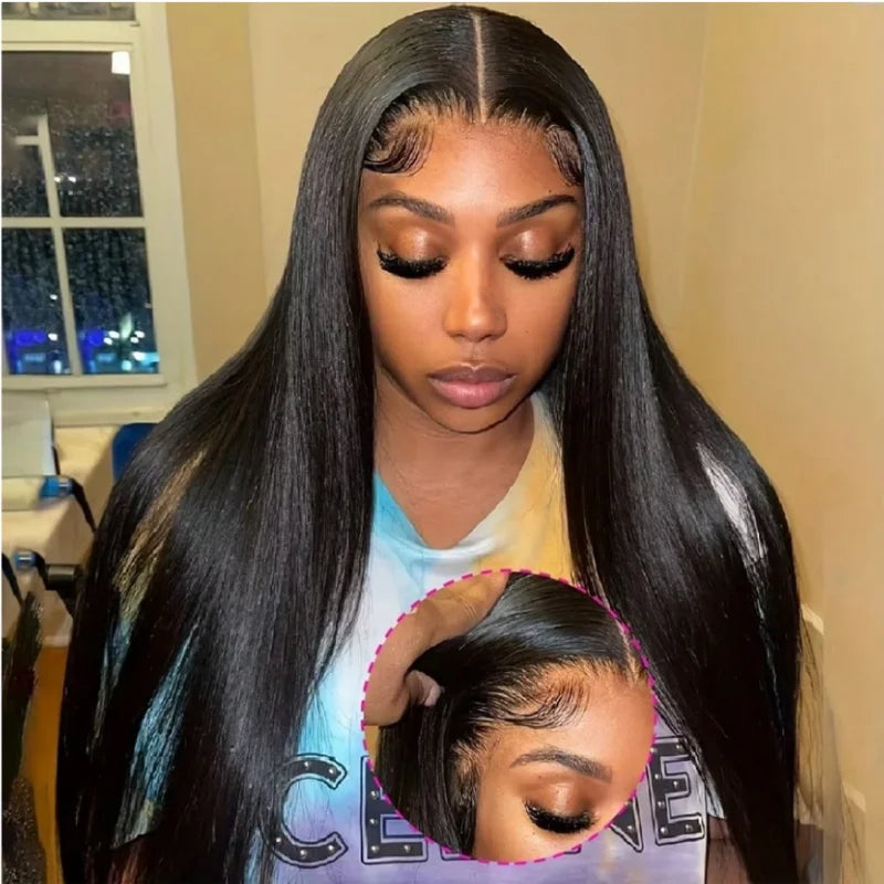 Black 40 Inch Straight Lace Front Human Hair