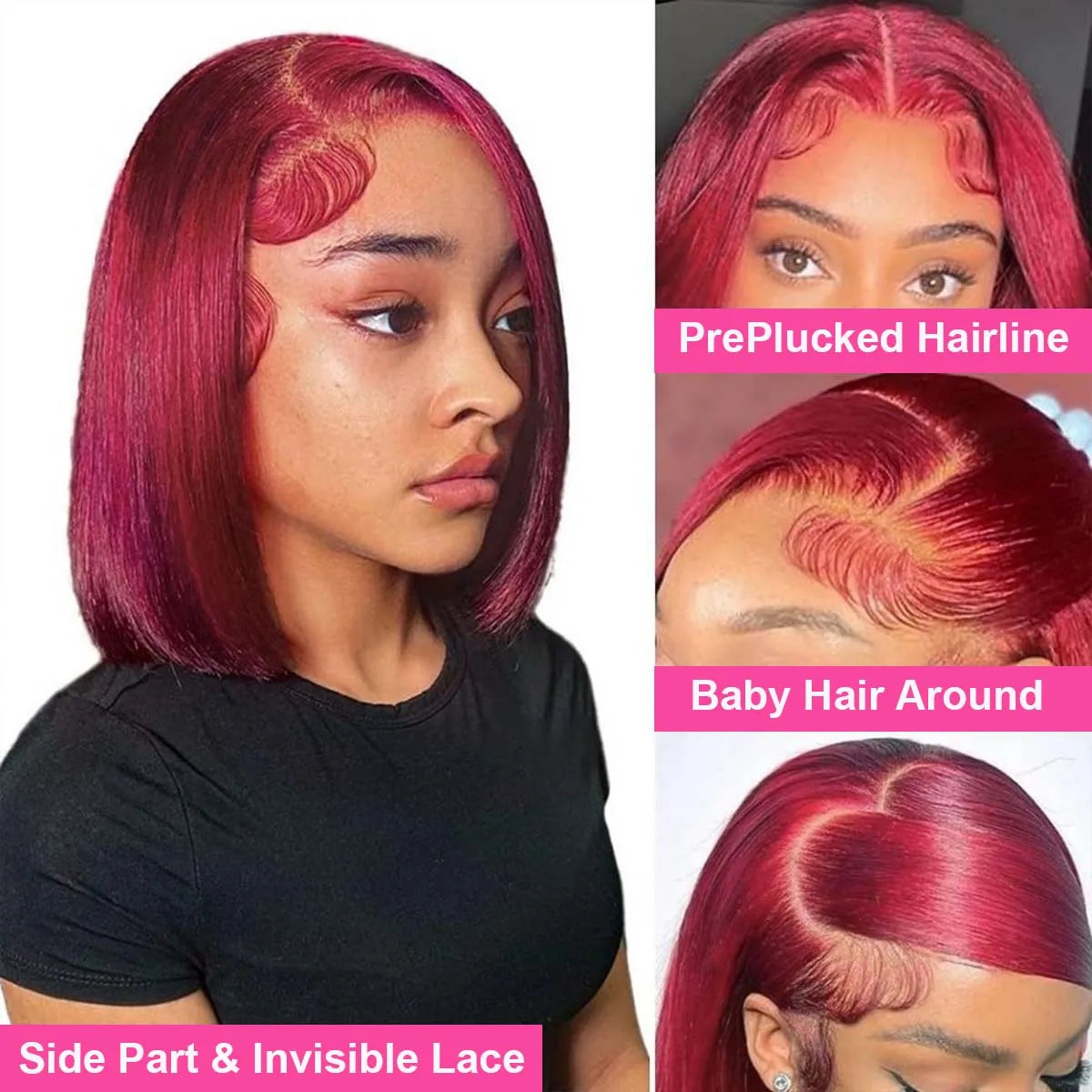 99J Burgundy Short Bob Wig