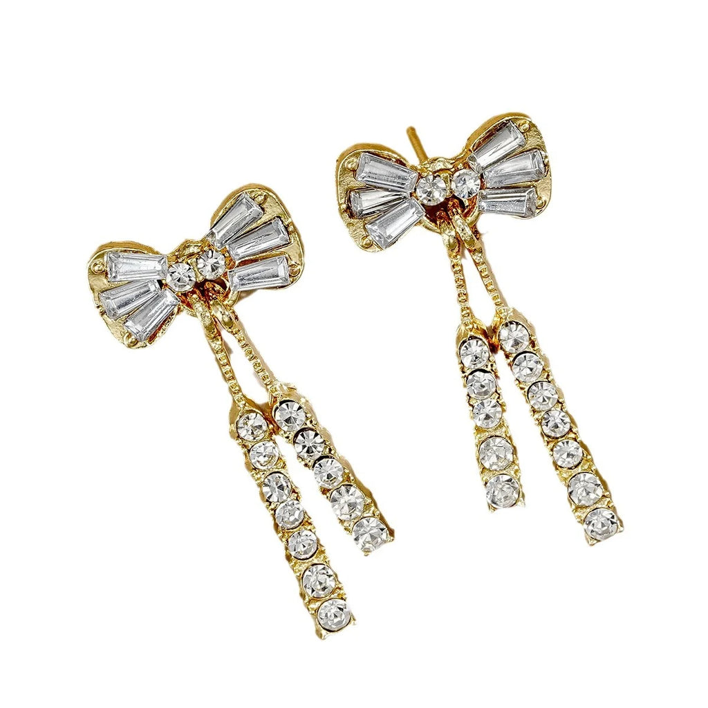 Gold Color Shiny Bow Stud