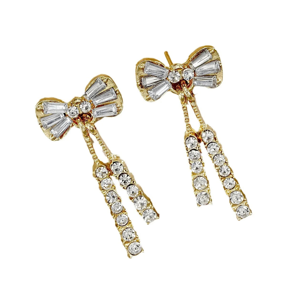 Gold Color Shiny Bow Stud