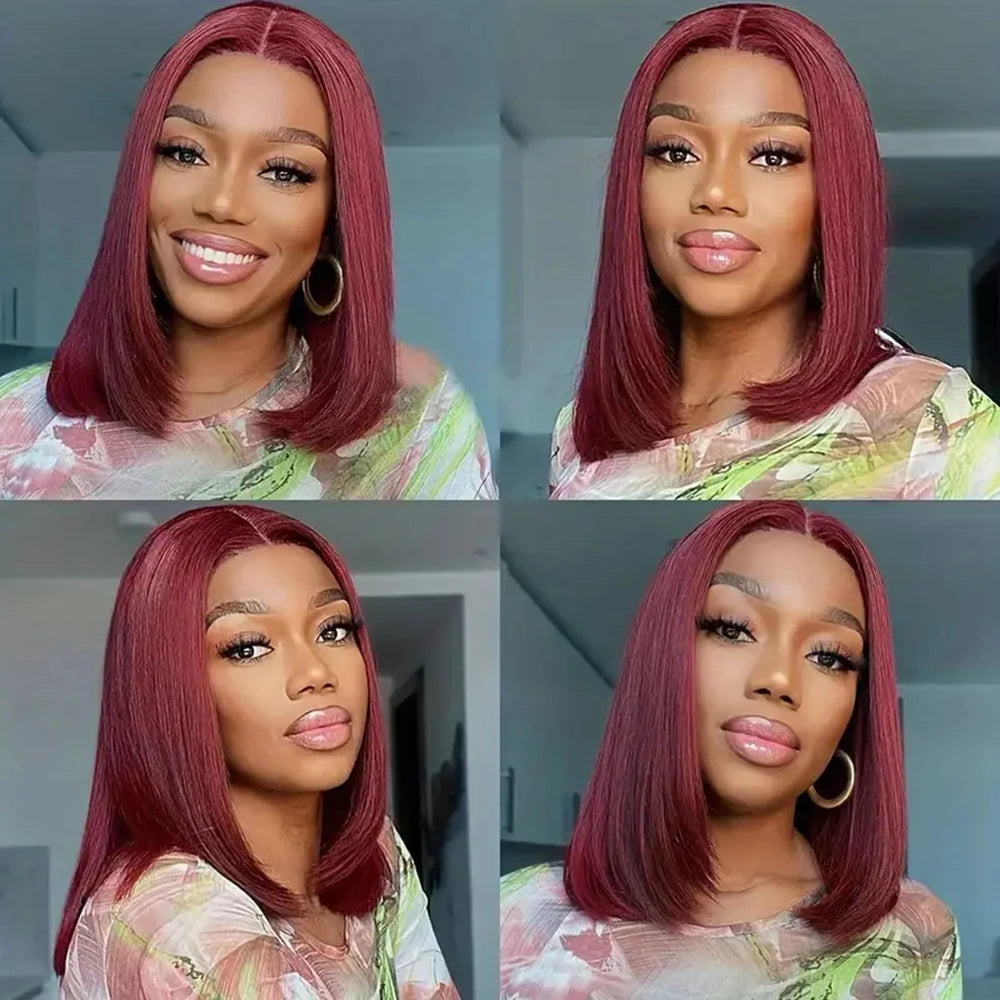 99J Burgundy Short Bob Wig
