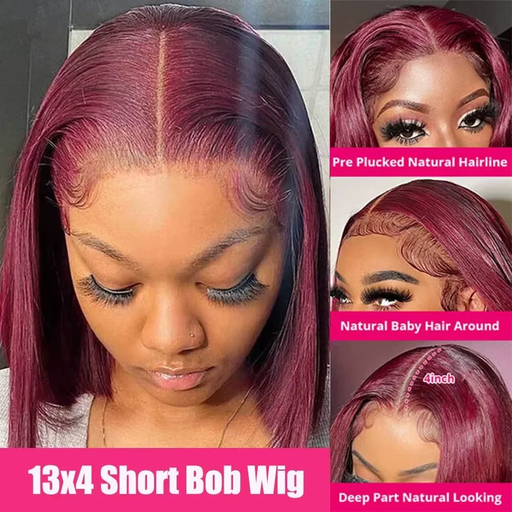 99J Burgundy Short Bob Wigs