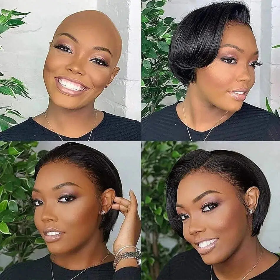 Side Part Pixie Cut Human Hair Wigs