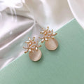Flower Rhinestones Opal Stud Earrings