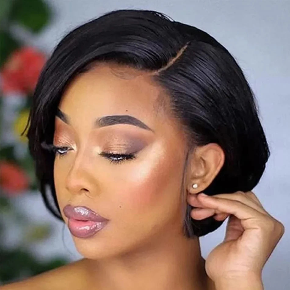 Side Part Pixie Cut Human Hair Wigs