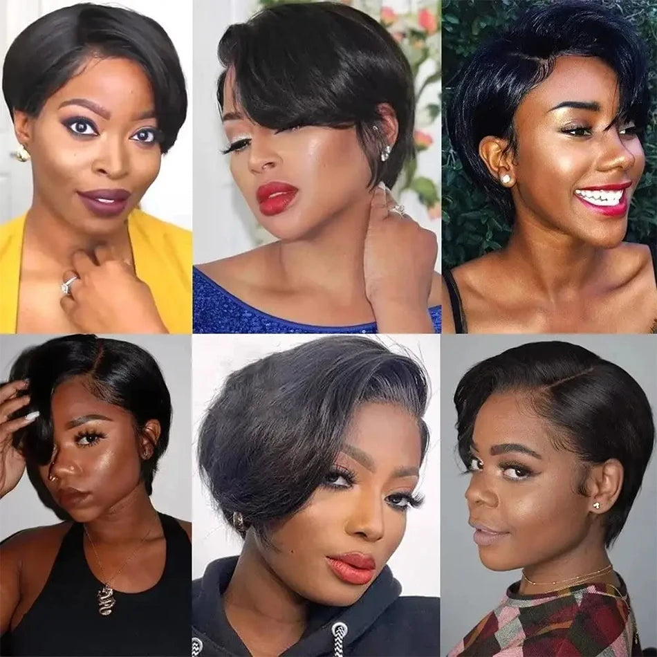 Side Part Pixie Cut Human Hair Wigs