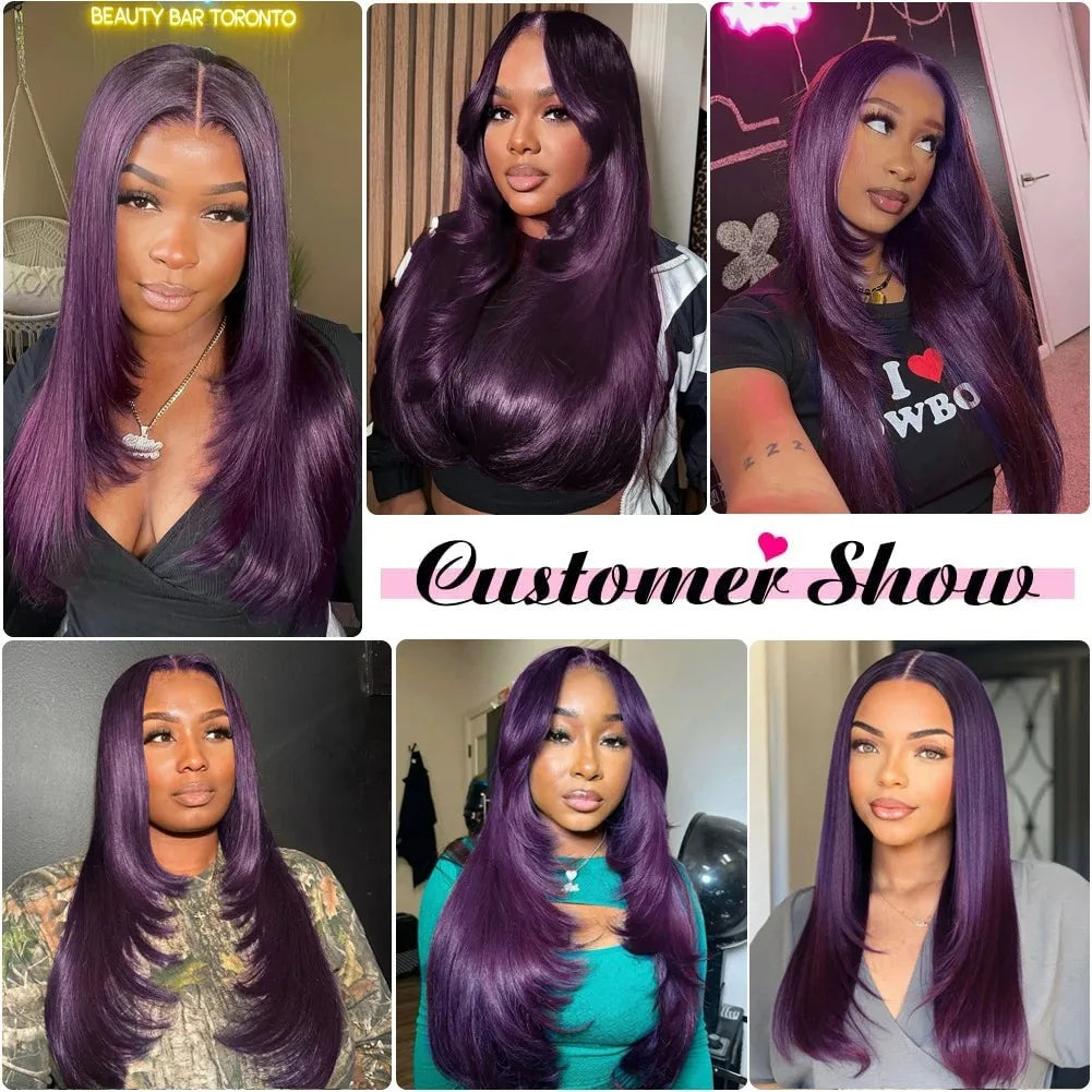 99J Burgundy Red Layered Lace Front Wig