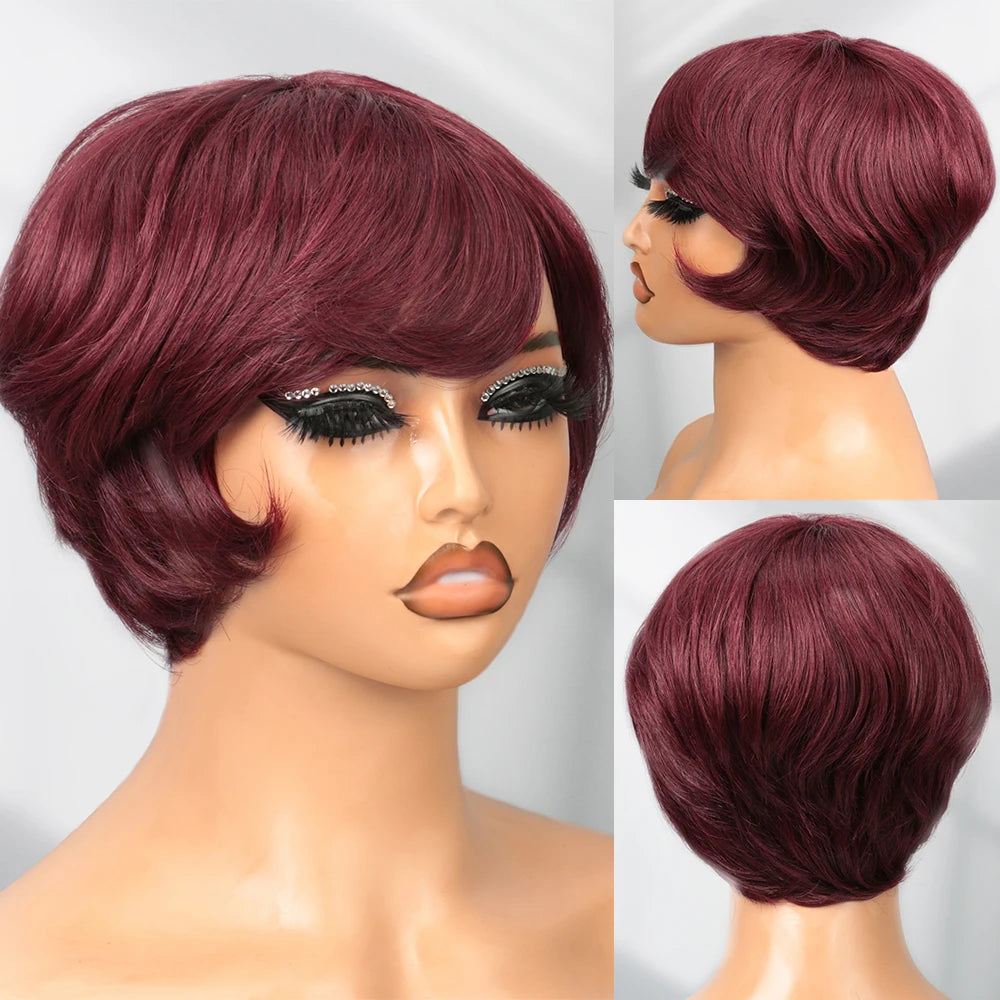 Short Human Hair Wig Pixie Cut Wig