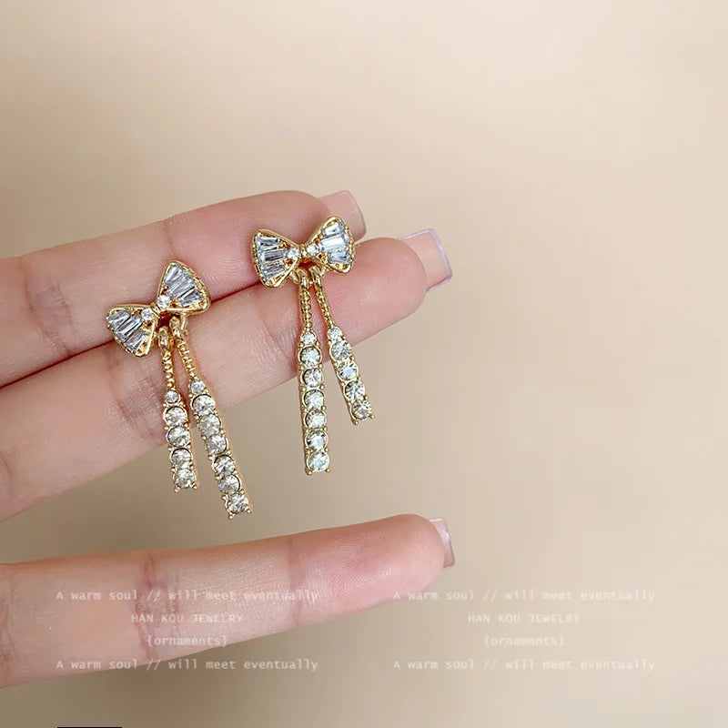Gold Color Shiny Bow Stud