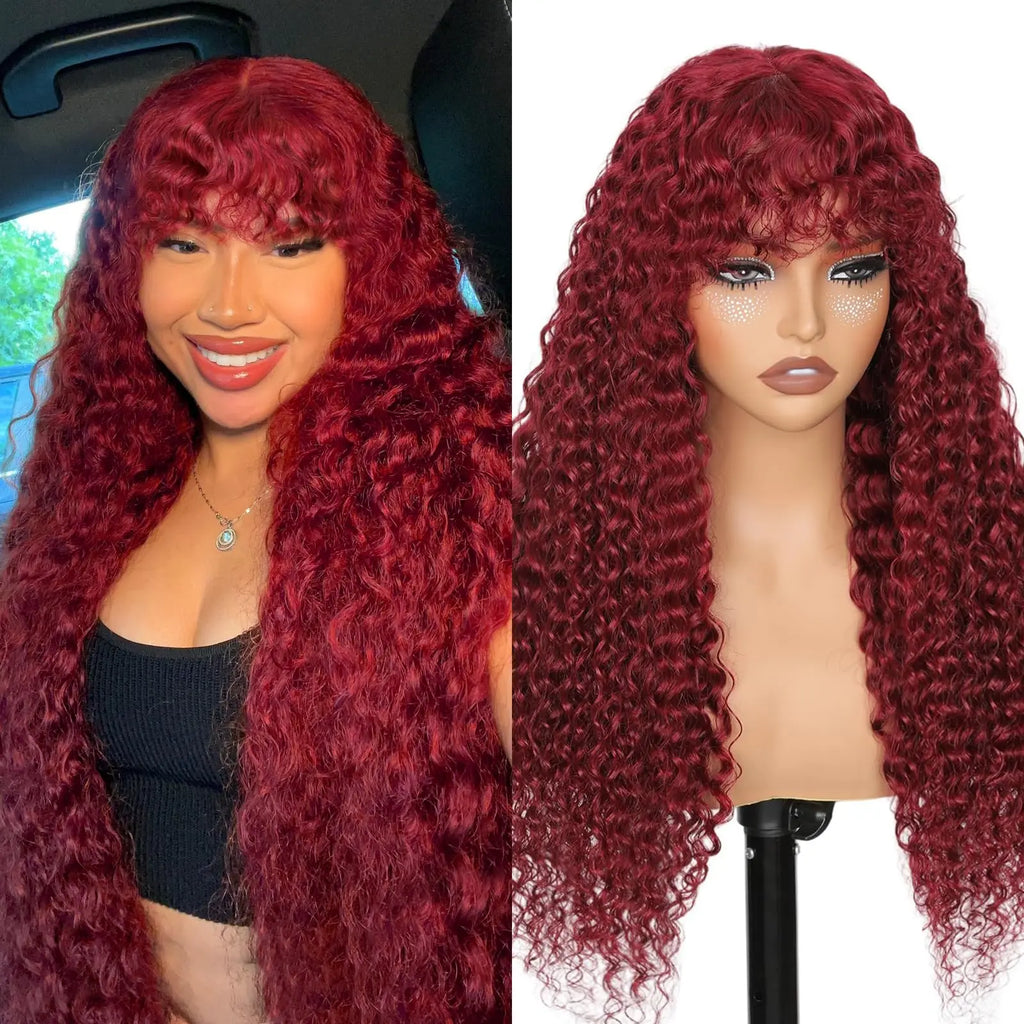 99J Burgundy Curly Wig