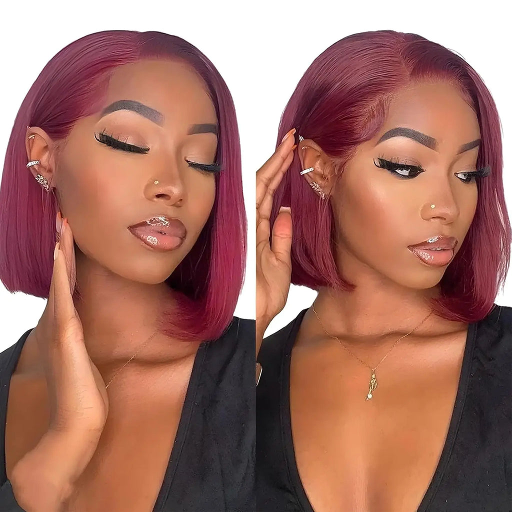 99J Burgundy Short Bob Wig