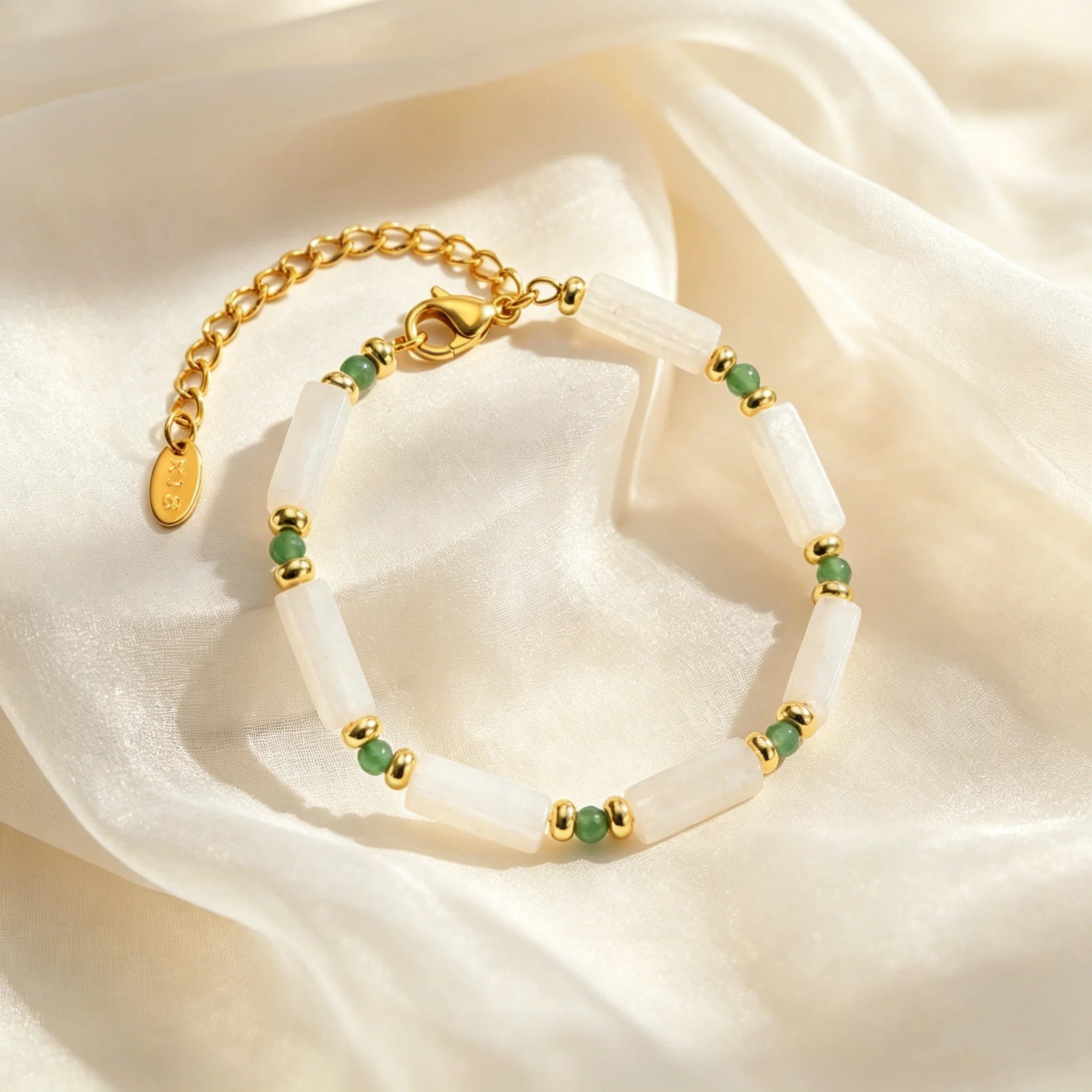 Delicate White Jade Bracelet for Women, Fashion Green Natural Stone Boho Bracelets, Stainless Steel Unique Jewelry Gift