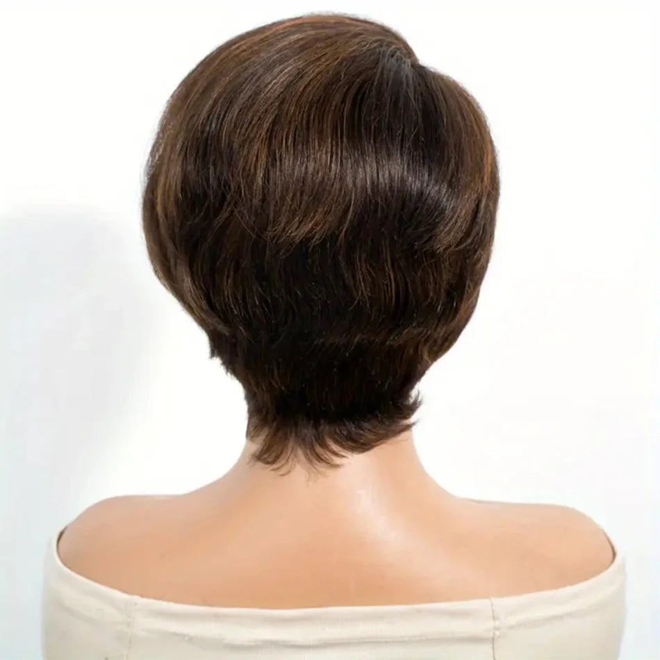 Side Part Pixie Cut Human Hair Wigs