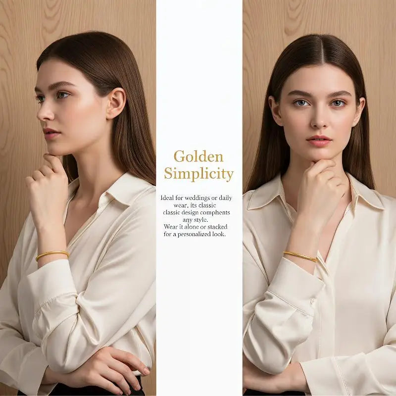 Women Bracelet in Elegant Gold Round Minimalist Design Perfect for Classic Fashion