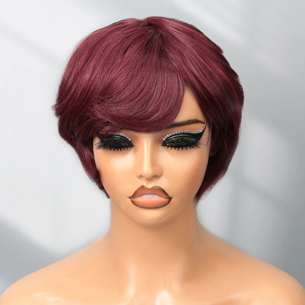 Short Human Hair Wig Pixie Cut Wig