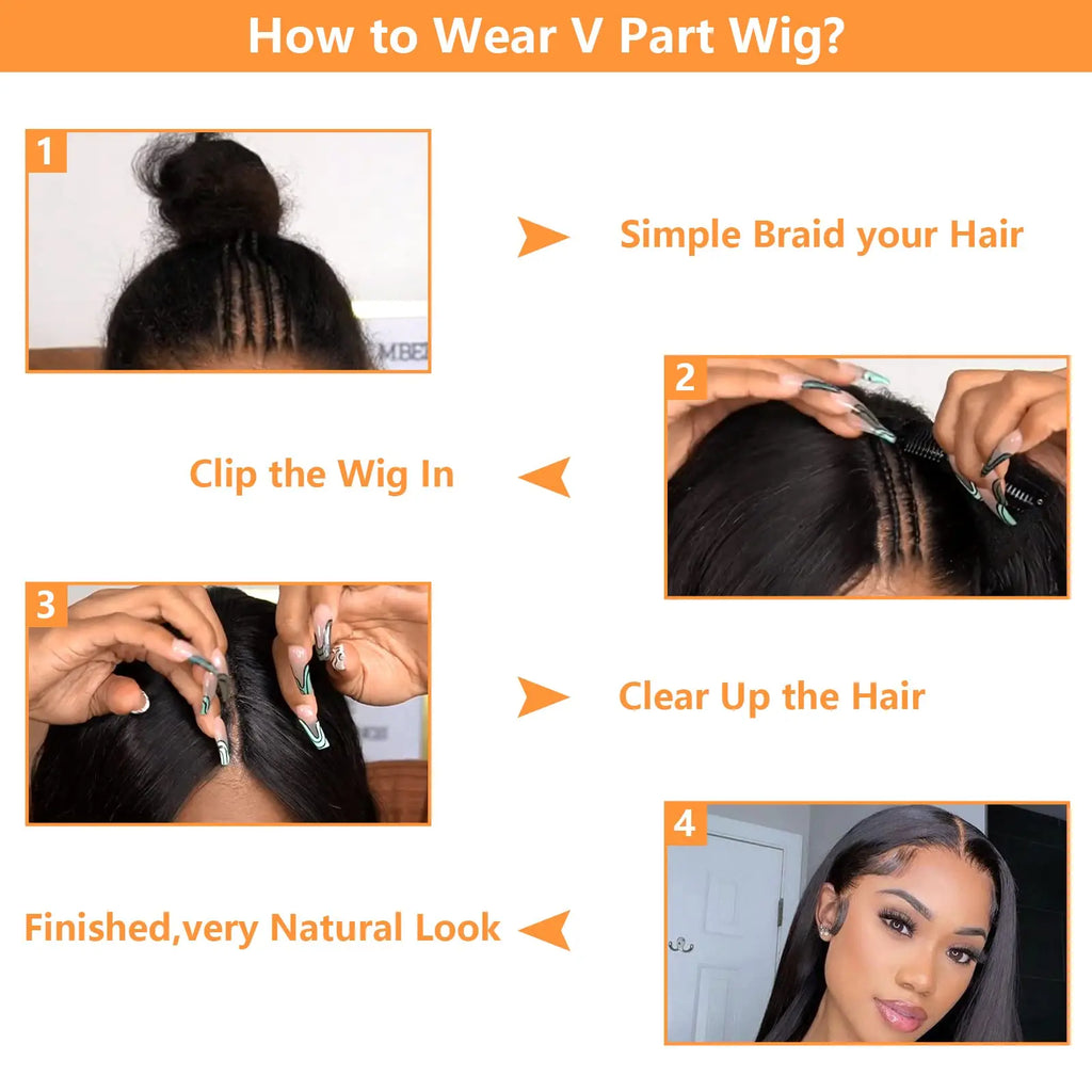 Brazilian V Part Wig Human Hair