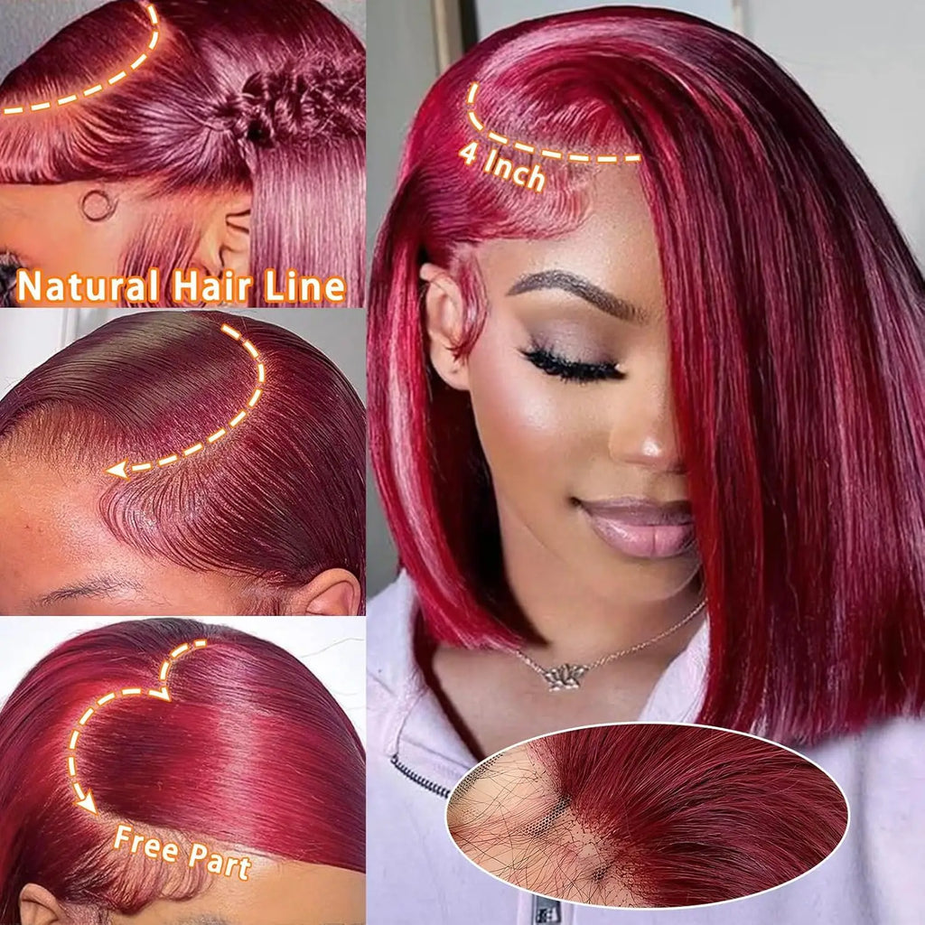Burgundy 99j Bob Wigs