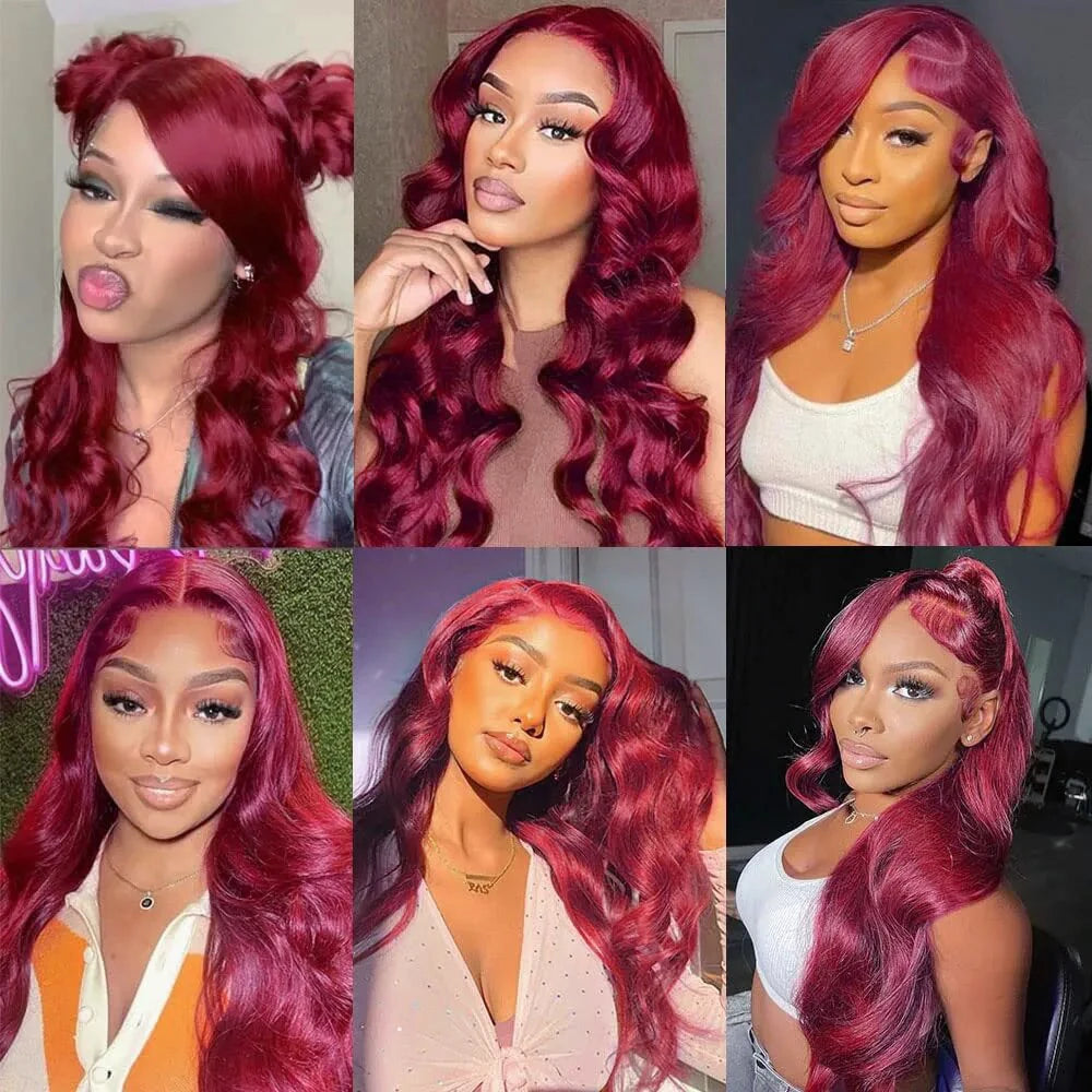 Burgundy 99J 13x6 HD Transparent Lace Front