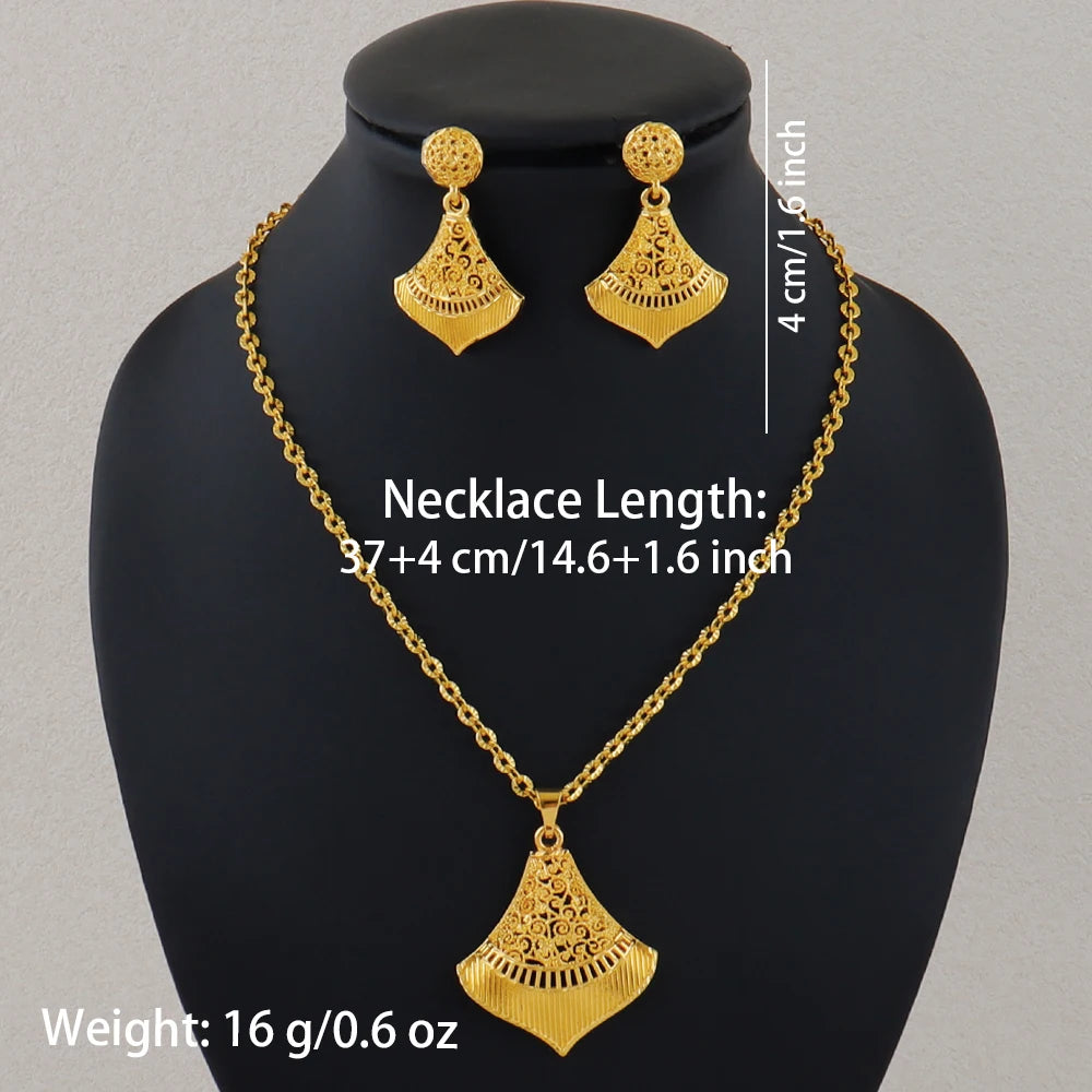 Ethiopian Jewelry Set for Women Gold Plated Necklace and Earrings Set for Women High Quality Sets for Women Weddings Mother Set