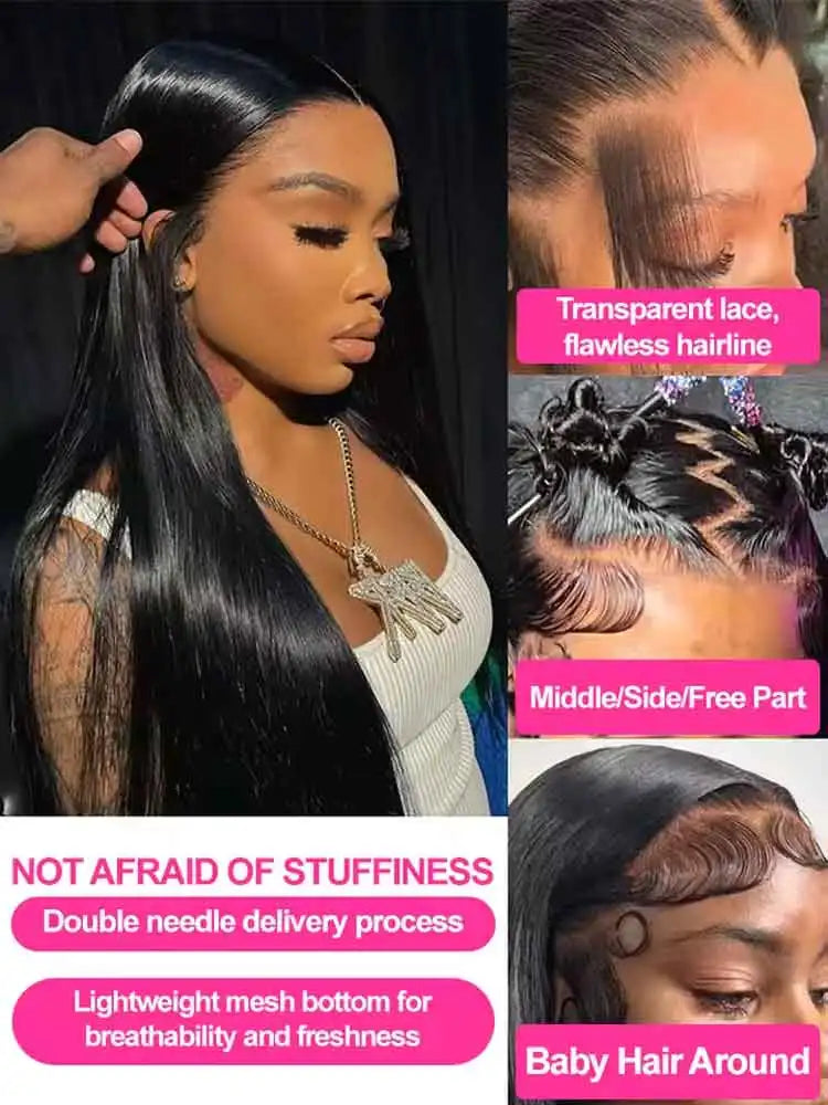 40 42 Inch Bone Straight Human Hair Wigs