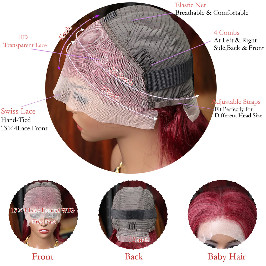 99J Burgundy Short Bob Wig