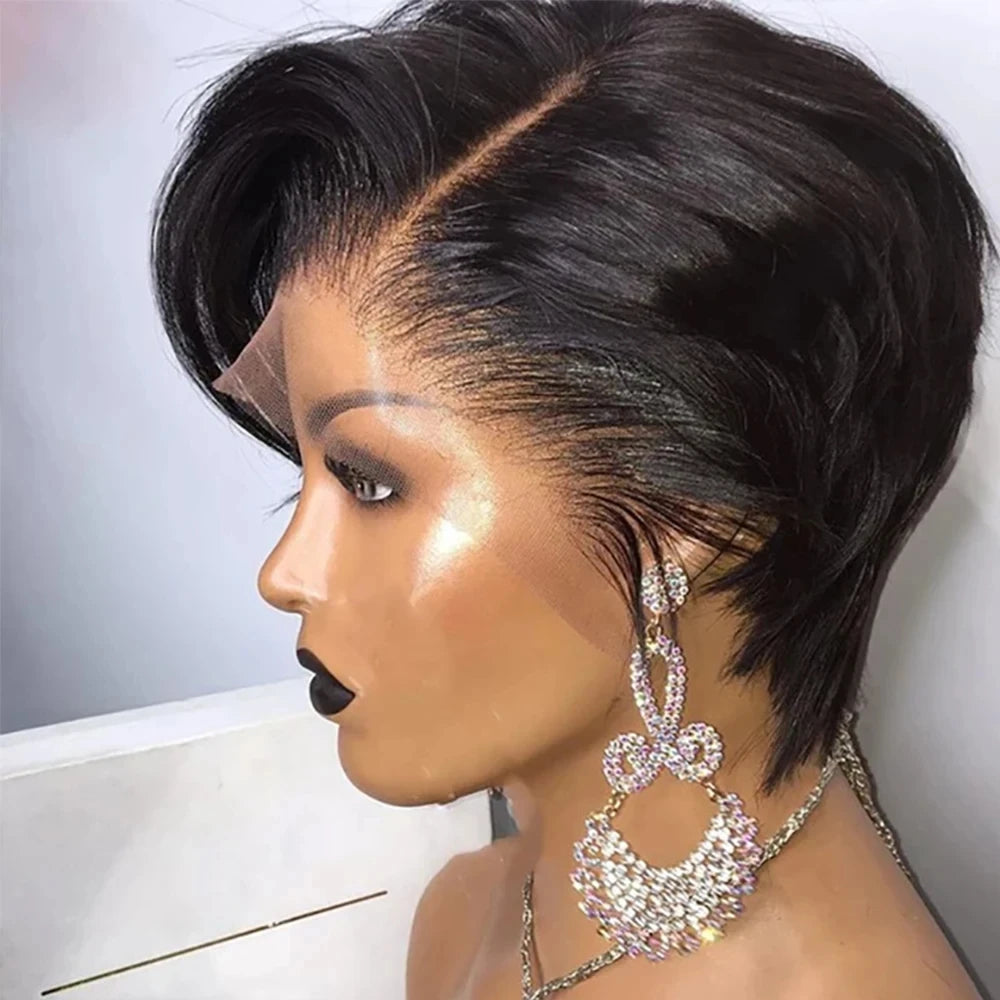 Side Part Pixie Cut Human Hair Wigs