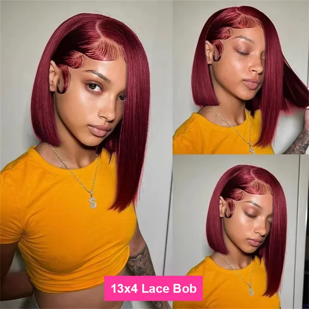 99J Burgundy Short Bob Wigs