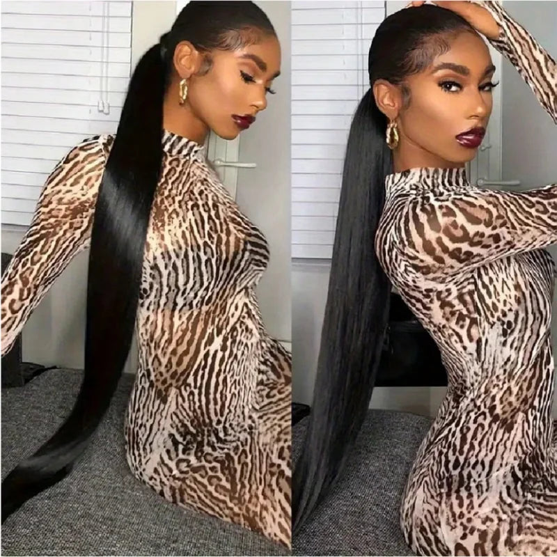 Black 40 Inch Straight Lace Front Human Hair