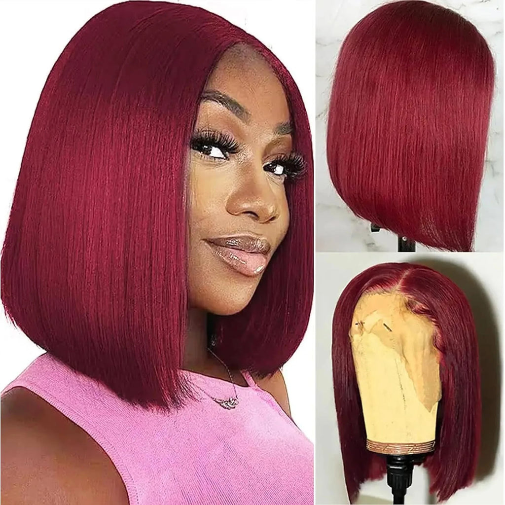 99J Burgundy Bob Wig 13x4 Lace Front Short Wigs