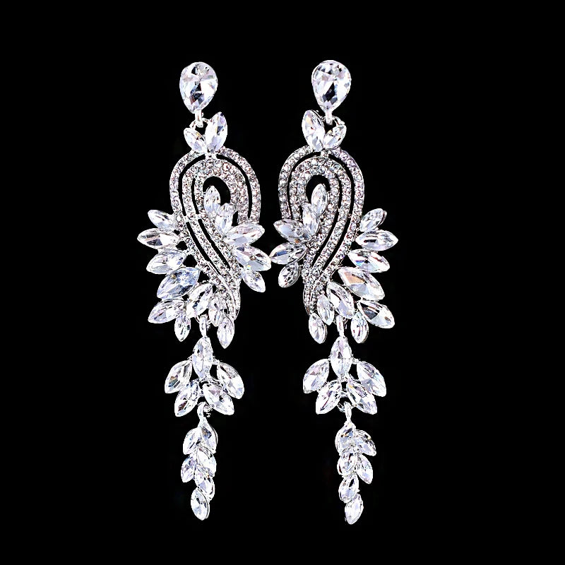 Shiny Crystal Zircon Long Stud Earrings