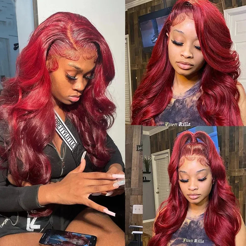 Burgundy 99J 13x6 HD Transparent Lace Front