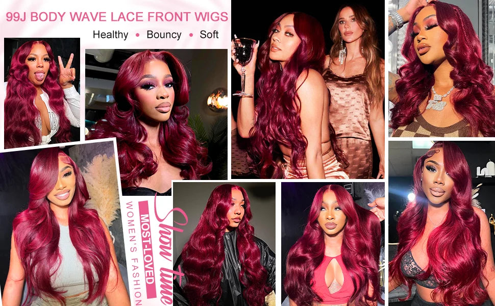 Burgundy 99J 13x6 HD Transparent Lace Front