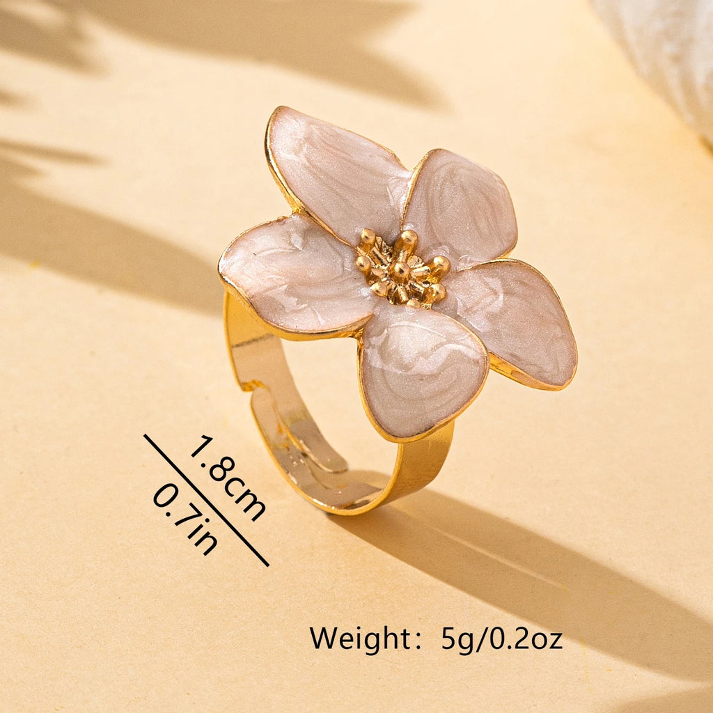 A Women's Ring in the Shape of a Flower with an Enamel Process, Colorful and Adjustable in Size, Suitable for Everyday Wear and Holidays