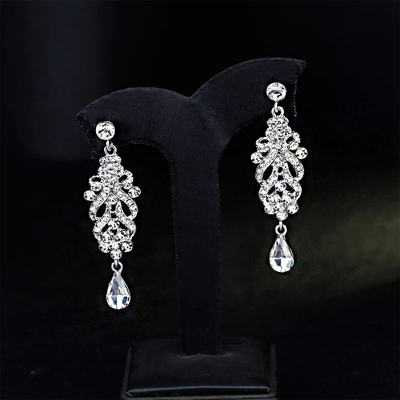 Shiny Crystal Zircon Long Stud Earrings
