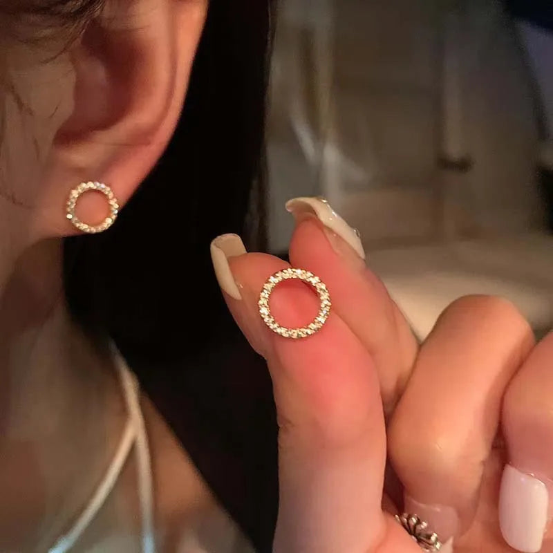 Delicate Small Circle Stud Earrings