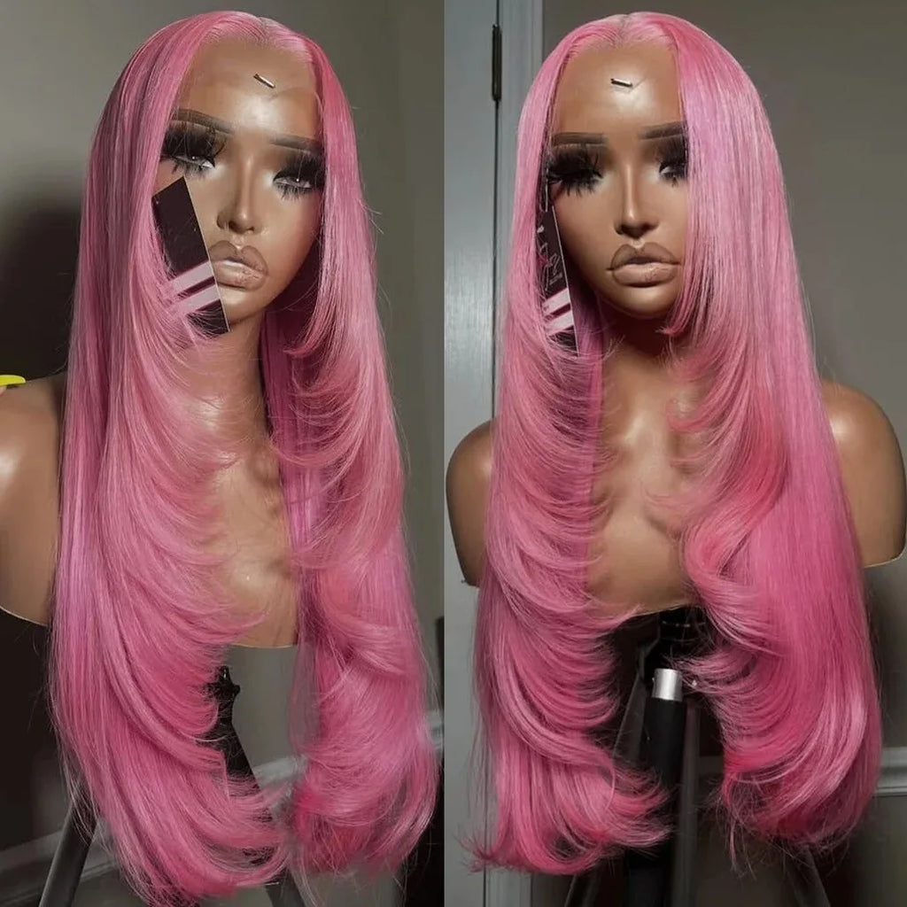 99J Burgundy Red Layered Lace Front Wig