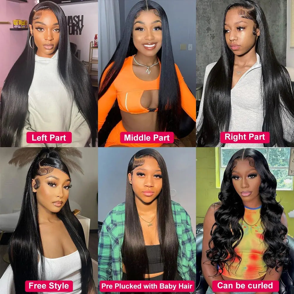 Black 40 Inch Straight Lace Front Human Hair