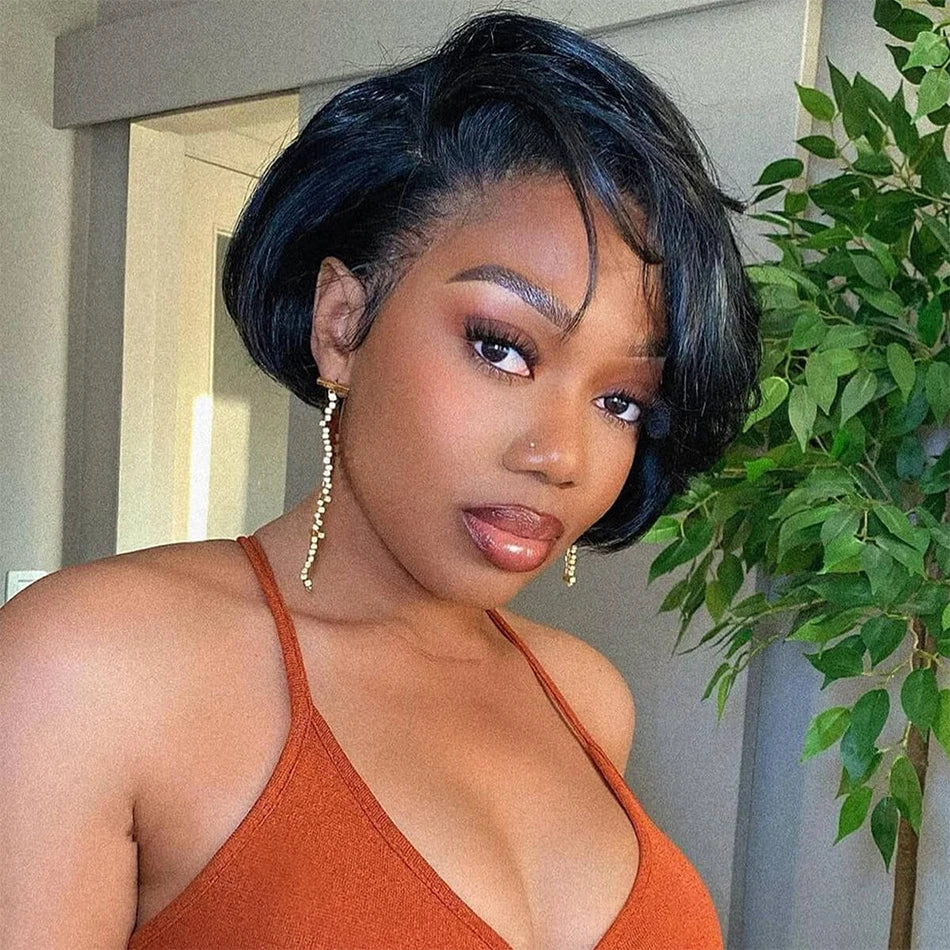 Side Part Pixie Cut Human Hair Wigs