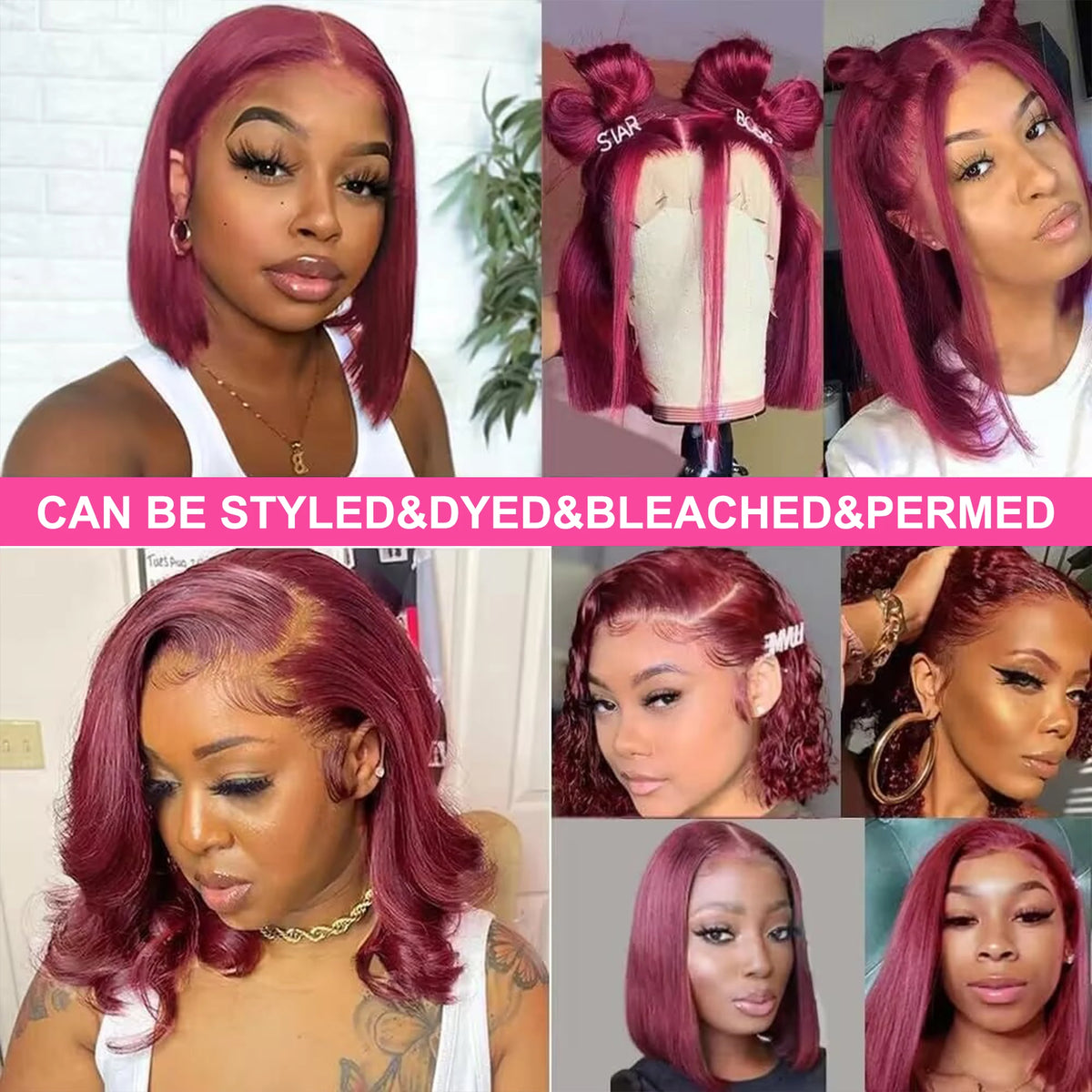 99J Burgundy Bob Wig 13x4 Lace Front Short Wigs